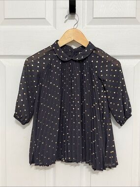 Baby Gap dark grey long sleeve collared shirt with gold pattern